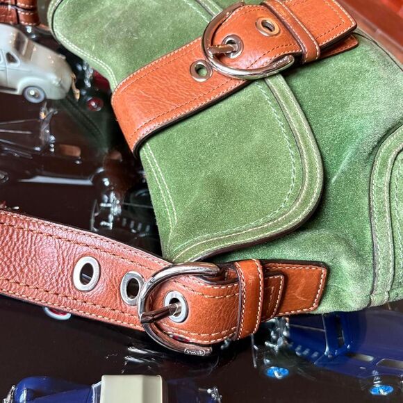 Coach Soho Green Brown Suede Leather Vintage Rare Purse Handbag Y2k 90s - Picture 8 of 8